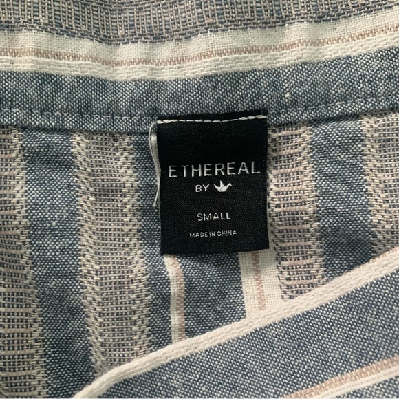 Ethereal By Paper Crane Off Shoulder Ticking Stripe Linen Blend Top Size Small - Picture 4 of 6